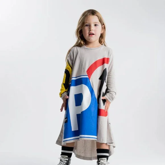 nununu way 360 dress girl's dress road signs printed 100% cotton - Picture 8 of 10